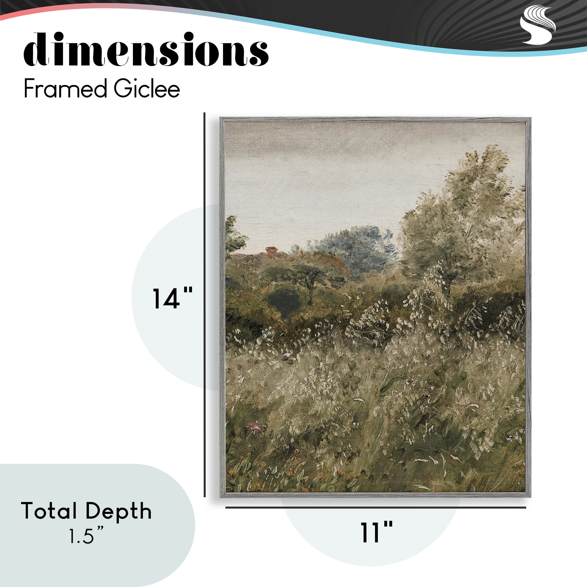 Thicket in Countryside Gray Framed Giclee Art, design by Lettered and Lined