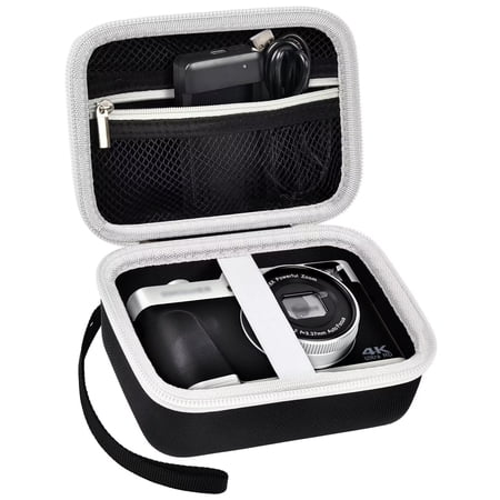Hard Case Compatible with Hauyince/for Lecran/for Saneen 4K 5K Digital Camera 48MP, Portable Camera Storage Cover-Black Bag+Grey Zipper(Box Only)