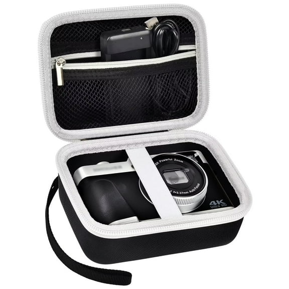 Hard Case Compatible with Hauyince/for Lecran/for Saneen 4K 5K Digital Camera 48MP, Portable Camera Storage Cover-Black Bag Grey Zipper(Box Only)