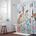 thumbnail image 3 of Sea Turtle Coral Summer Bathroom Shower Curtain, Starfish Ocean Fish Orange Blue Waterproof Washable Soft Bath Curtain for Bathtub Decor with 12 Hooks&Grommet, 66x72 Inch, 3 of 9