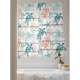 thumbnail image 3 of Sheer Curtains 63 Inch Length 2 Panels Set for Bedroom, Teal Red Coastal Semi Sheer Curtains for Windows, Beach Nautical Sea Turtle Coral Starfish Vintage Voile Window Treatments Rod Pocket Curtain, 3 of 7