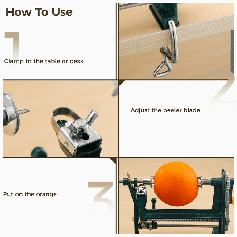 Orange Peeler Hand-cranked Apple Mango Kiwi Peeling Machine Peeling  Household Kitchen Stainless Steel Gadgets Cyan 250×110.6×170mm