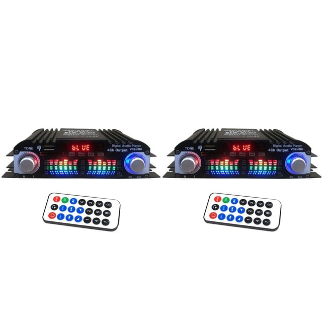 2X Amplificador de Audio HIFI Bluetooth 5.0 Amplificador de Sonido Digital de 4 Canales para Sistemas de Audio Domésticos, Automóvil, Karaoke Compatible con USB SD AUX