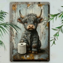 HELLOYOUNG Vintage Highland Cow Tin Sign 7.8x11.8 Inch Farmhouse Wall Decor for Home Bar Cafe
