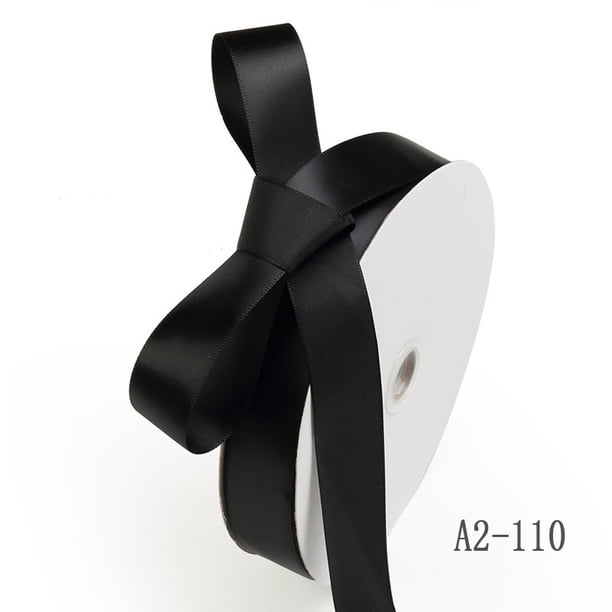 Nvzi Cinta negra para – 2 rollos (cada uno de 2,5 cm * 5 m) Paquete de cinta, cinta de poliéster lisa, ideal para envolver regalos y tareas de manualidades,