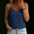thumbnail image 5 of SSZMDLB Women Sleeveless Tank Tops V Neck Summer Basic Tee Casual Soft Cotton Shirt Vest Camisole Solid Color Vacation Outfits Workout Clothes, Navy 2XL, 5 of 7