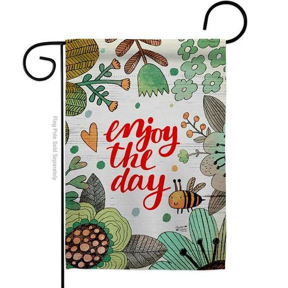 Angeleno Heritage G130330-BO 13 x 18.5 in. Enjoy The Day Sweet Life Expression Double-Sided Decorative Vertical Garden Flags - House Decoration Banner Yard Gift