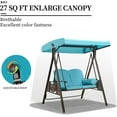 thumbnail image 3 of PURPLE LEAF 2-Seat Deluxe Outdoor Patio Porch Swing with Weather Resistant Steel Frame, Adjustable Tilt Canopy, Cushions and Pillow, Turquoise Blue, 3 of 10