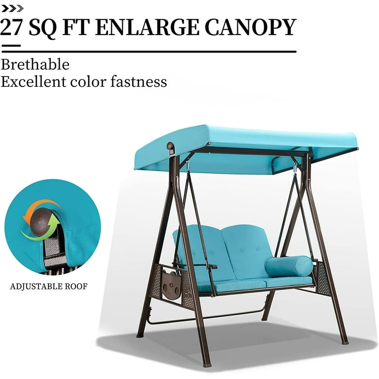 PURPLE LEAF 2-Seat Deluxe Outdoor Patio Porch Swing with Weather