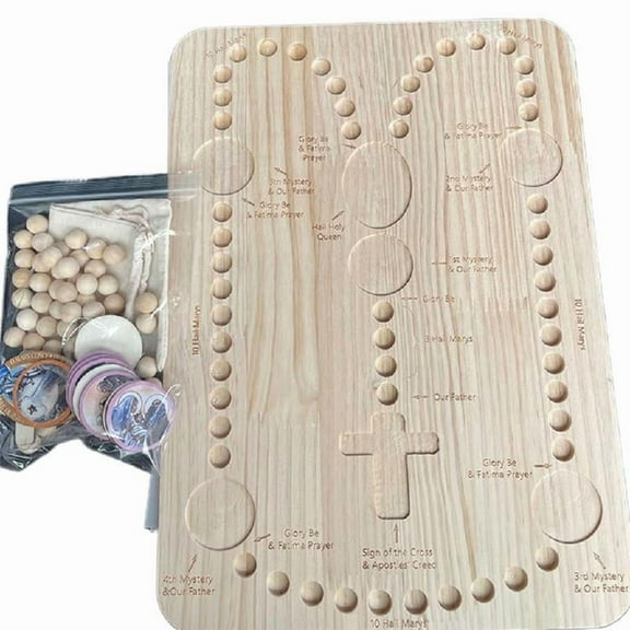 Wood Rosary Board Trays Rosary Necklace Making Tool with Colorful Card Holder