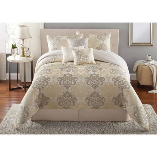 Mainstays King Damask Comforter Set, 7 Piece
