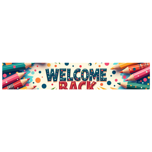 Welcome Back Banner with Rainbow and Pencils Colorful Backdrop for School Party Classroom Decoration Photography Props Festive Background Decor