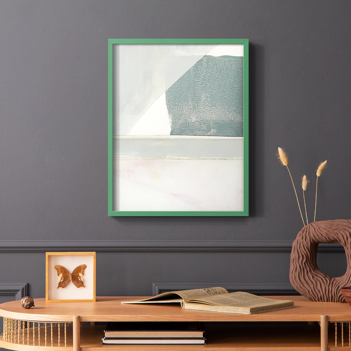 Couturier II Framed Print in Green Solid Wood Framed Print No Nail Hanging