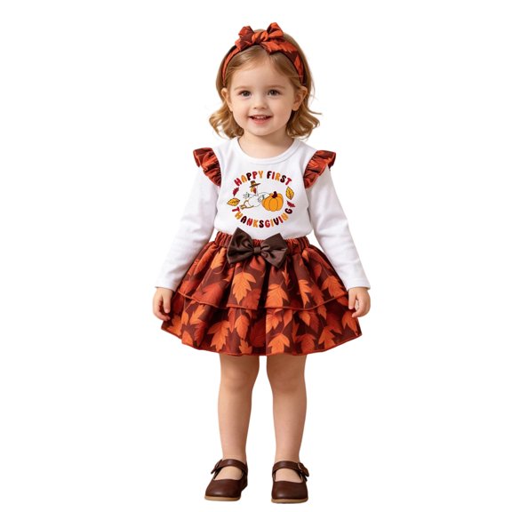 HXWCHs Girls Summer Ruffle Sleeve Dresses with Headband Kids Cewneck Casual Halloween Dress Girls Dresses Size: 3-4 Years White
