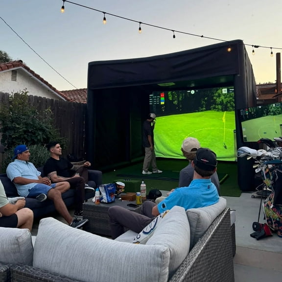 EJIA Portable Inflatable Golf Simulator Set - 13x10ft Dual - Use (Indoor & Outdoor) Golf Practice Swing System with Inflatable Tent & Pump