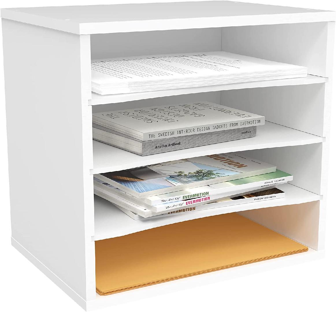 4Tier Paper Organizer for Desk, Stackable Paper Organizer Tray, Paper