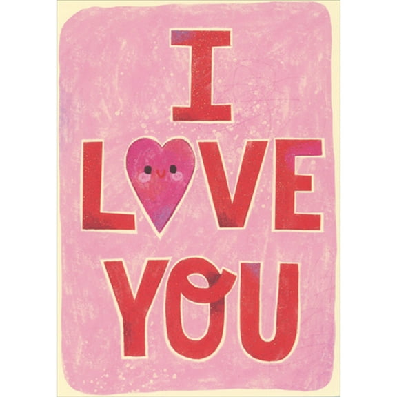 RSVP I Love You: Pink Heart Shaped Smiley Face Letter 'O' Valentine's Day Card for Kids