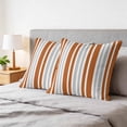 thumbnail image 6 of 24x24 Pillow Covers Set of 2, Burnt Orange Grey Stripe Square Throw Pillow Covers for Couch/Sofa/Living Room, Farmhouse Minimalist Striped Decorative Soft Pillowcases for Couch Throw Pillows, 6 of 9