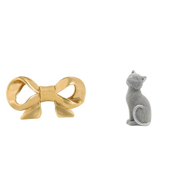 Tirador decorativo de resina con forma de gato con lazo de latón para muebles, ideal para cajones de cocina, armarios, cómodas, baños, entradas, estan