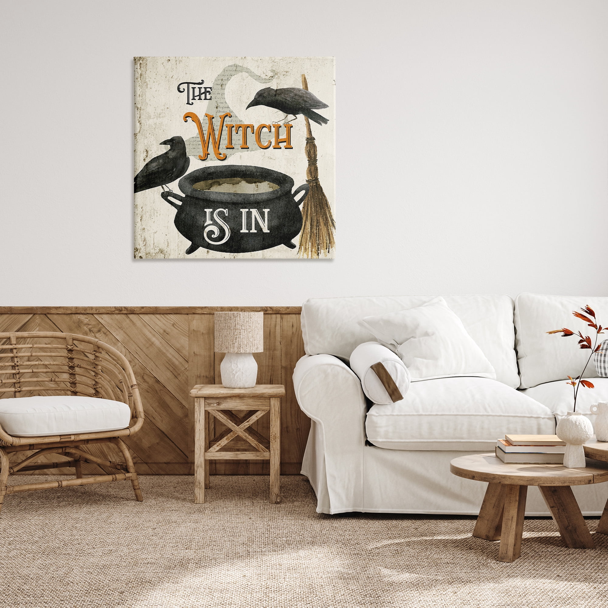 Stupell Industries Vintage Witch Is In Holiday Painting Gallery Wrapped Canvas Art Print Wall Art, 36 x 36