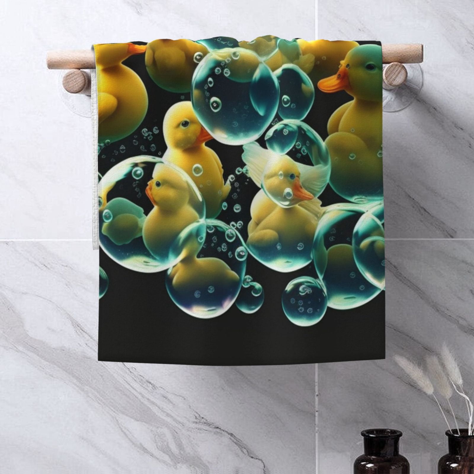 Rubber Ducks In Soap Bubbles 27.5" x 16" Ultra Soft Hand Towel, Face Wash Cloth for Bathroom, Gym, Travel, Pool