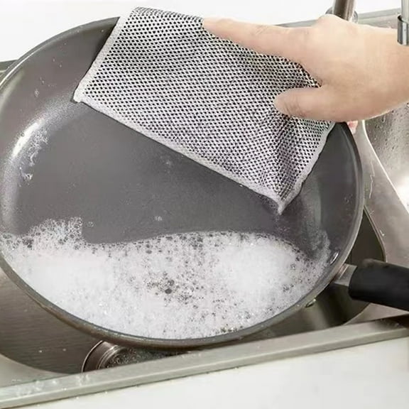 YIMWNYI Multipurpose Wire Dishwashing Rags, Wet & Dry Use, Non-Scratch Metal Scrubbing Pads, Kitchen Cleaning Cloth for Dishes, Pots, Stoves, 3 Pack