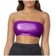 thumbnail image 4 of Tank Top for Women Nightclub Stage Wrap Chest Leather Solid Color Bandeau Undershirt Performance Womens Tops Boho Tops for Women, Color:Purple, Size:2XL, 4 of 4