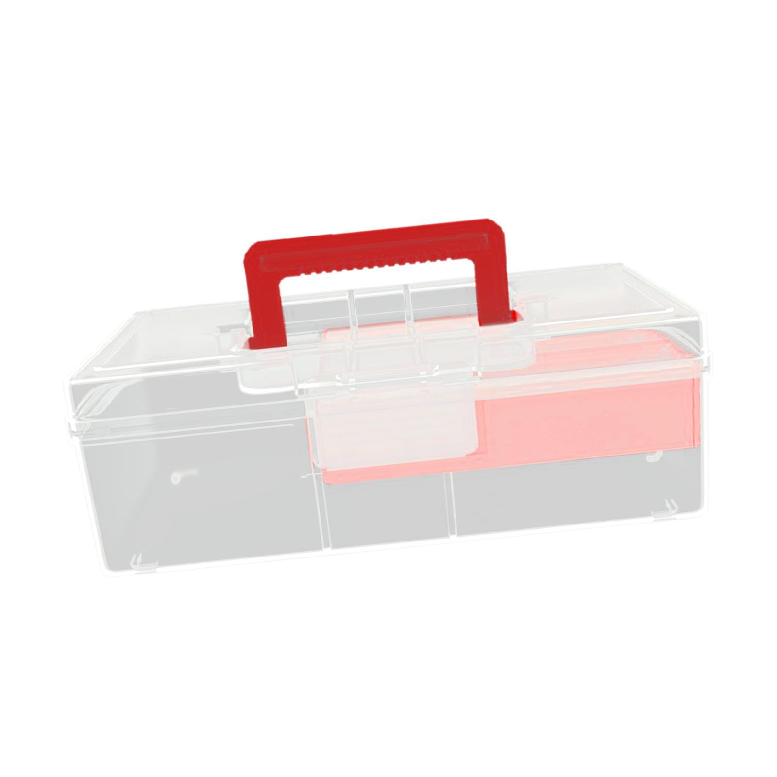 Wswqop Fishing Tackle Box 2 Layer with Handle Fishing Accessories Fly Fishing Hard Case red