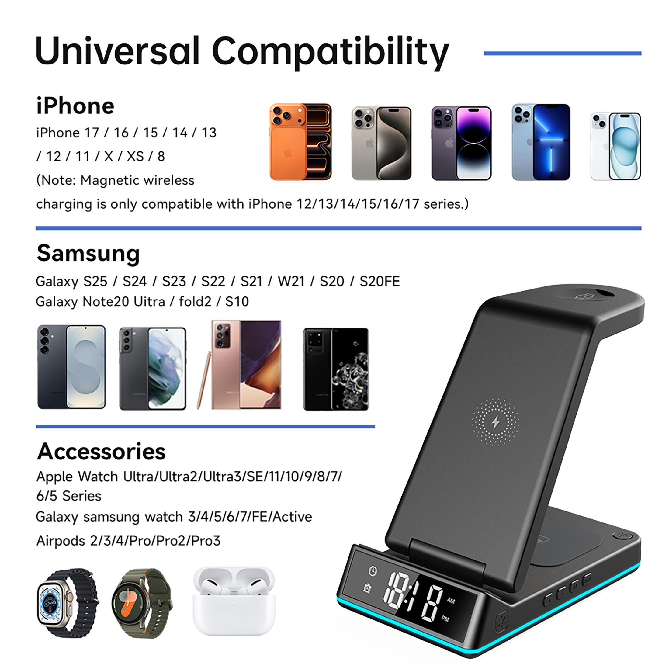 Visentor 7-in-1 Foldable Wireless Charging Station, Black photo 8