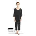 thumbnail image 3 of Women's Solid Summer Pleated Loungewear Top and Capris Pajamas Sets, 3 of 4