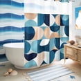 thumbnail image 5 of No Hook Shower Curtain, Turquoise Geometric, Shower Curtains for Bathroom with See Through Top Window, Modern Abstract European Art Waterproof & Washable Bath Curtain Extra Long 72"x84", 5 of 9