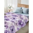 thumbnail image 4 of Purple Flower Full Size Flat Sheet, Wrinkleproof & Fadeproof Cooling Flat Bed Sheet Only, Ombre Botanical Watercolor Floral Spring Breathable Soft Bedding Top Sheets 81 x 96 Inches, 4 of 8