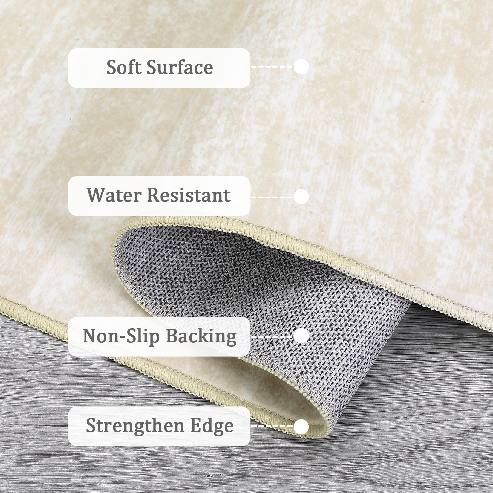 FairOnly 5'x7'Modern Abstract Non Slip Non Shedding Area Rug Solid Texture Machine Washable Rug for Living Room Bedroom Dining Room，Beige White