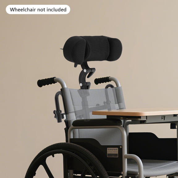 Comfortable Wheelchair Headrest Cushion for Neck Support - Adjustable Black