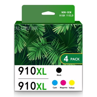 910XL High Yield 4 Pack Ink Cartridge Compatible for HP OfficeJet 8010 8015 8018 8010e 8012e 8014e 8015e Printer (1 Black   1Cyan   1Magenta   1Yellow)