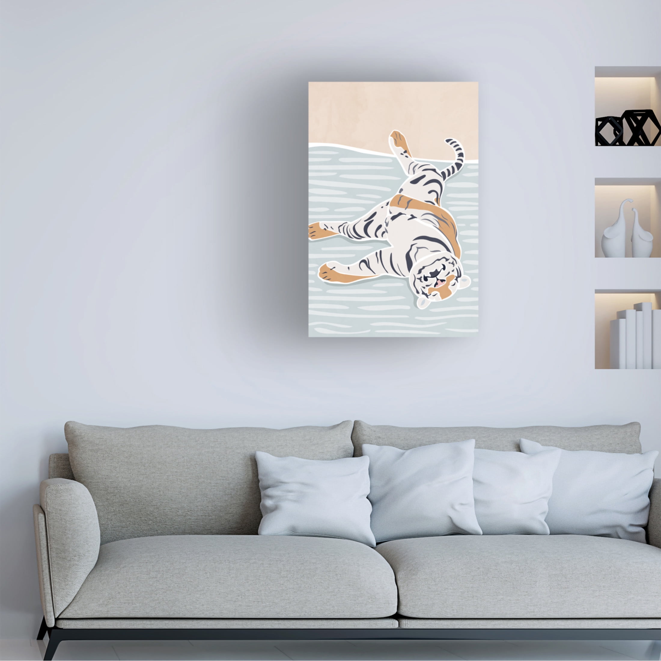 Trademark Fine Art Sarah Manovski Scandi Sleeping Tiger Children's Art Canvas Wall Art