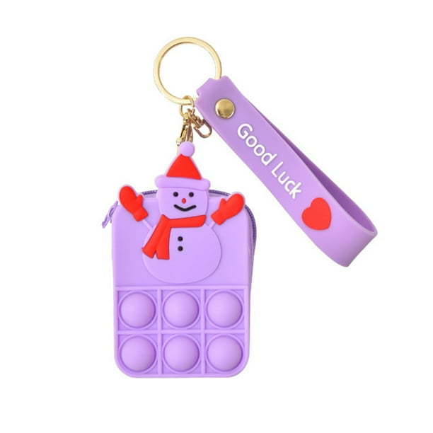 De Burbujas De Empuje Muñeco De Nieve De Navidad Monedero Llavero Bolsa Antiestrés Juguete De Descompresión De Silicona Speravity HA045173-04