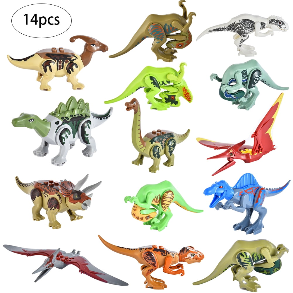 dinosaur assembling building blocks