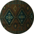 thumbnail image 1 of Ahgly Company Indoor Round Persian Turquoise Blue Traditional Area Rugs, 6' Round, 1 of 4
