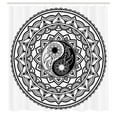 thumbnail image 3 of Ambesonne Tribal Shower Curtain, Eastern Blossom Yin Yang, 69"Wx70"L, Black White, 3 of 5