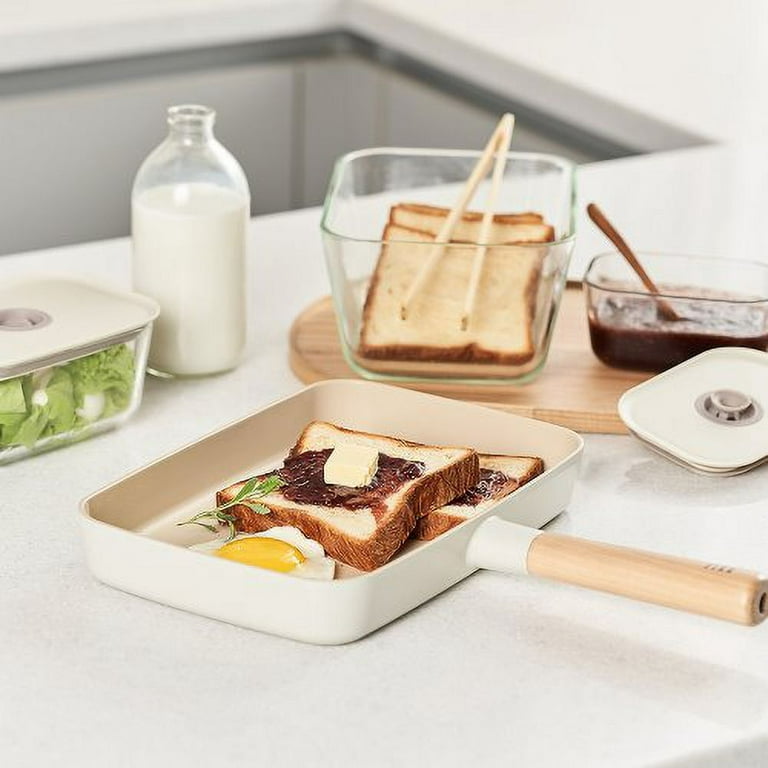 Fika Neoflam Brunch Pan for Stovetops and Induction | Wood Handle | Made in Korea (11.4 Inches x 8 inches)