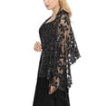 thumbnail image 3 of Elegant Women Embroidery Scarf Lightweight Cute Lovely Tassel Evening Dress Shawl Bridesmaid Wedding Cope Shawls Clothes Wraps Ladies Black, 3 of 5