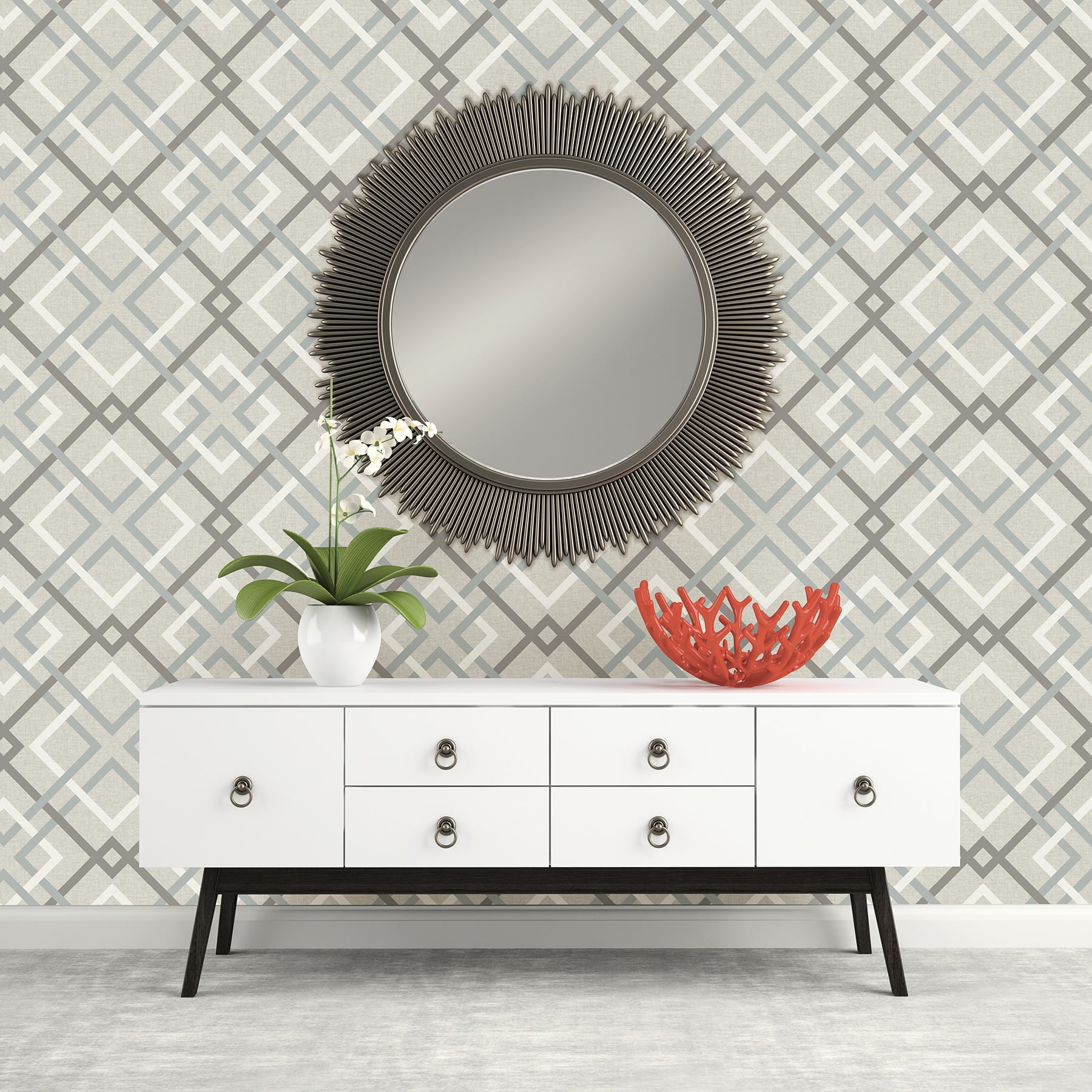 Brewster Saltire Taupe Geometric Unpasted Nonwoven Wallpaper, 20.5-in by 33-ft, 56.4 sq. ft.