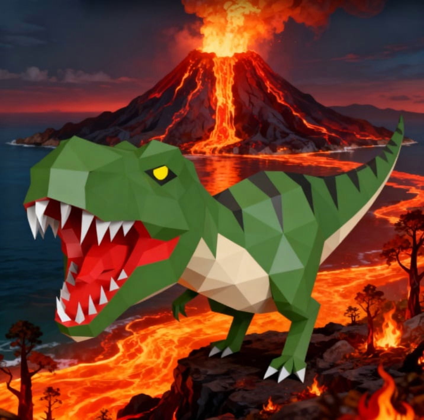3D Dinosaur Origami DIY Craft - Halloween Party Wall Decor,Origami DIY Craft Kit for Living Room Festive Holiday Handmade Ornament