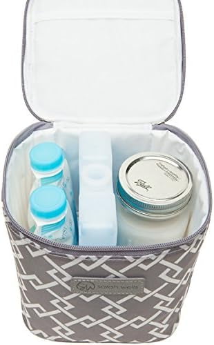 Sarah Wells Cold Gold Breast Milk Cooler Bag with Ice Pack, Insulated Storage for Bottles & Pump Parts, Washable (Gray)