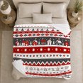 thumbnail image 5 of Nordic Christmas Village with Trees, Festive Fair Isle Style for Holiday Lovers, Cozy Red Grey Snow Scene, Flannel Blanket for Family Room and Cabin, Christmas Gift and Winter Home Decor, 5 of 9