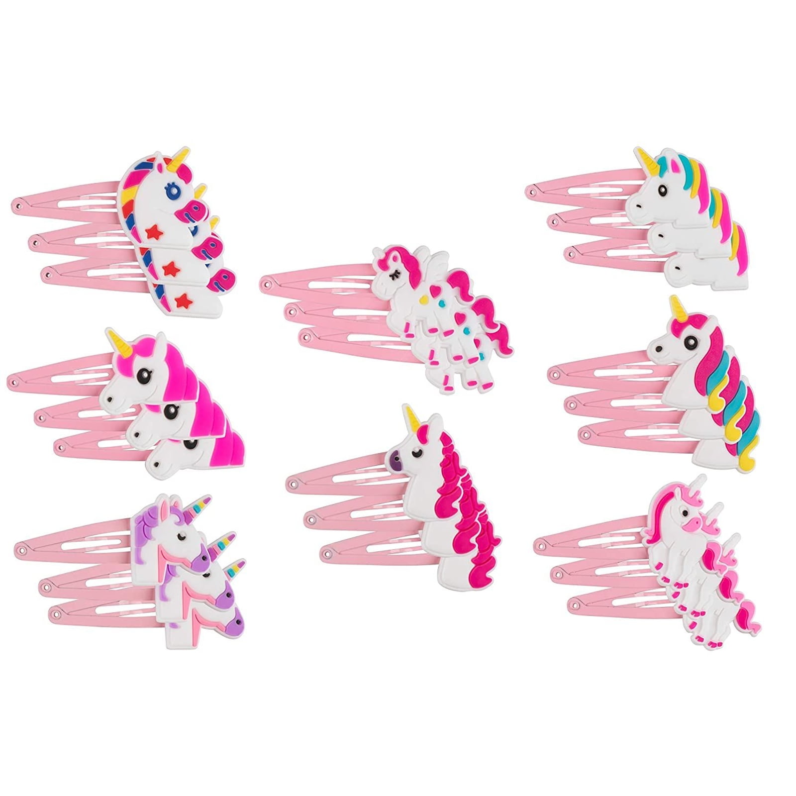 Girlish Colour Bangs Hairpin Suit Heart Rainbow Stripe Hair Snap Clips 4 Pack
