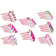 Rainbow Unicorn Hair Clips - 24-Pack Anti-Slip Snap Hairclips for Girls, Assorted Pink Unicorn-Themed Barrette Hair Pins, Ideal for Birthday Party Supplies Favors, Game Prizes