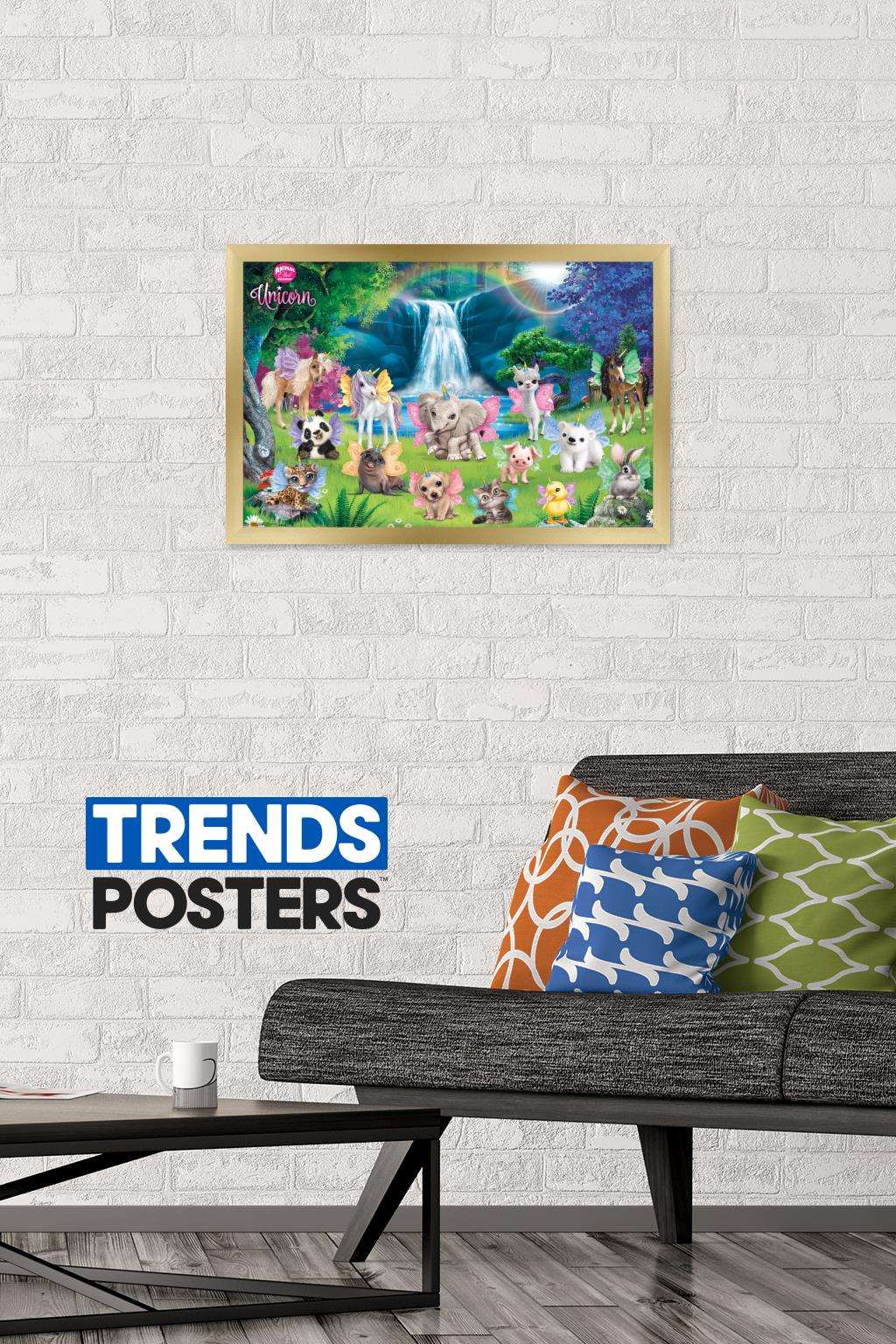 Animal Club - Unicorn Group Wall Poster, 14.725" x 22.375", Framed