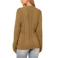 thumbnail image 3 of INSPIRE CHIC Cardigan Sweaters for Women's Open Front Button Down Long Sleeve Fall Casual Cable Knit Sweater with Pockets L Caramel, 3 of 6